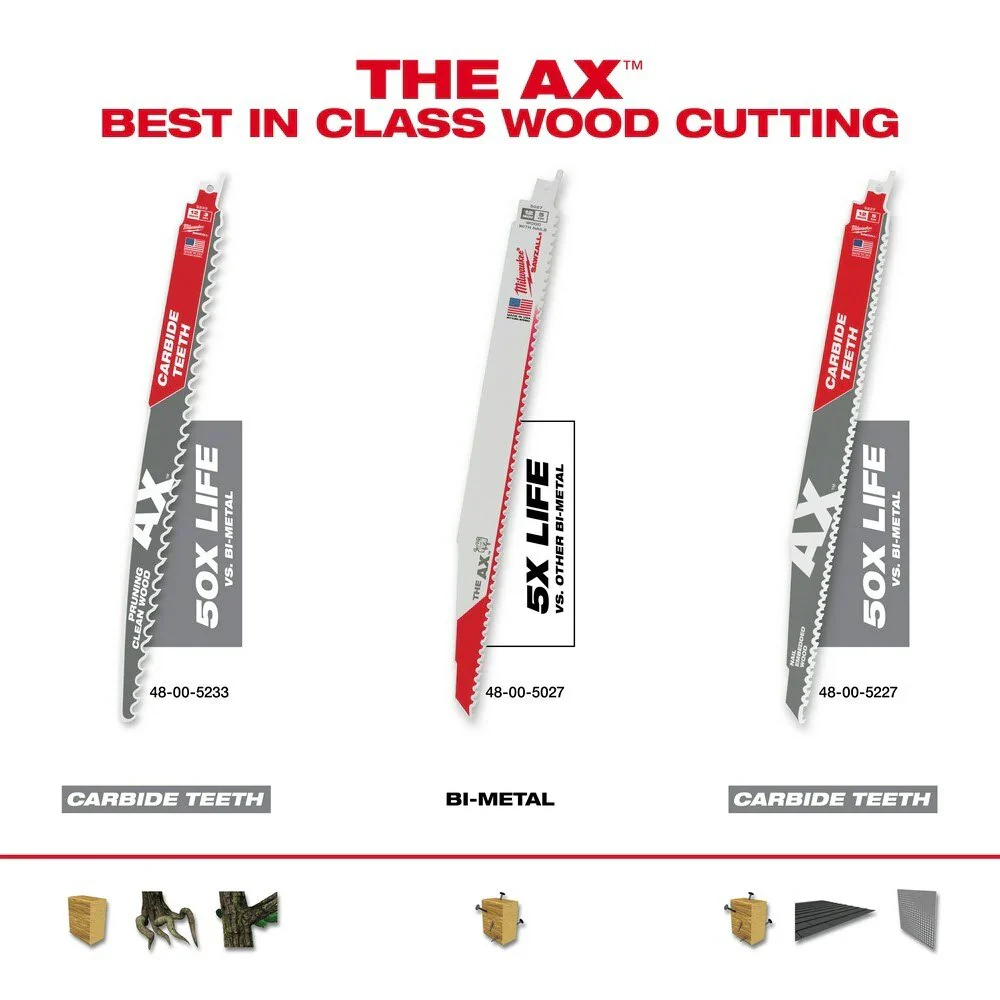 12" 3 TPI AX with Carbide Teeth SAWZALL Blade for Pruning (3 PK) - Image 5