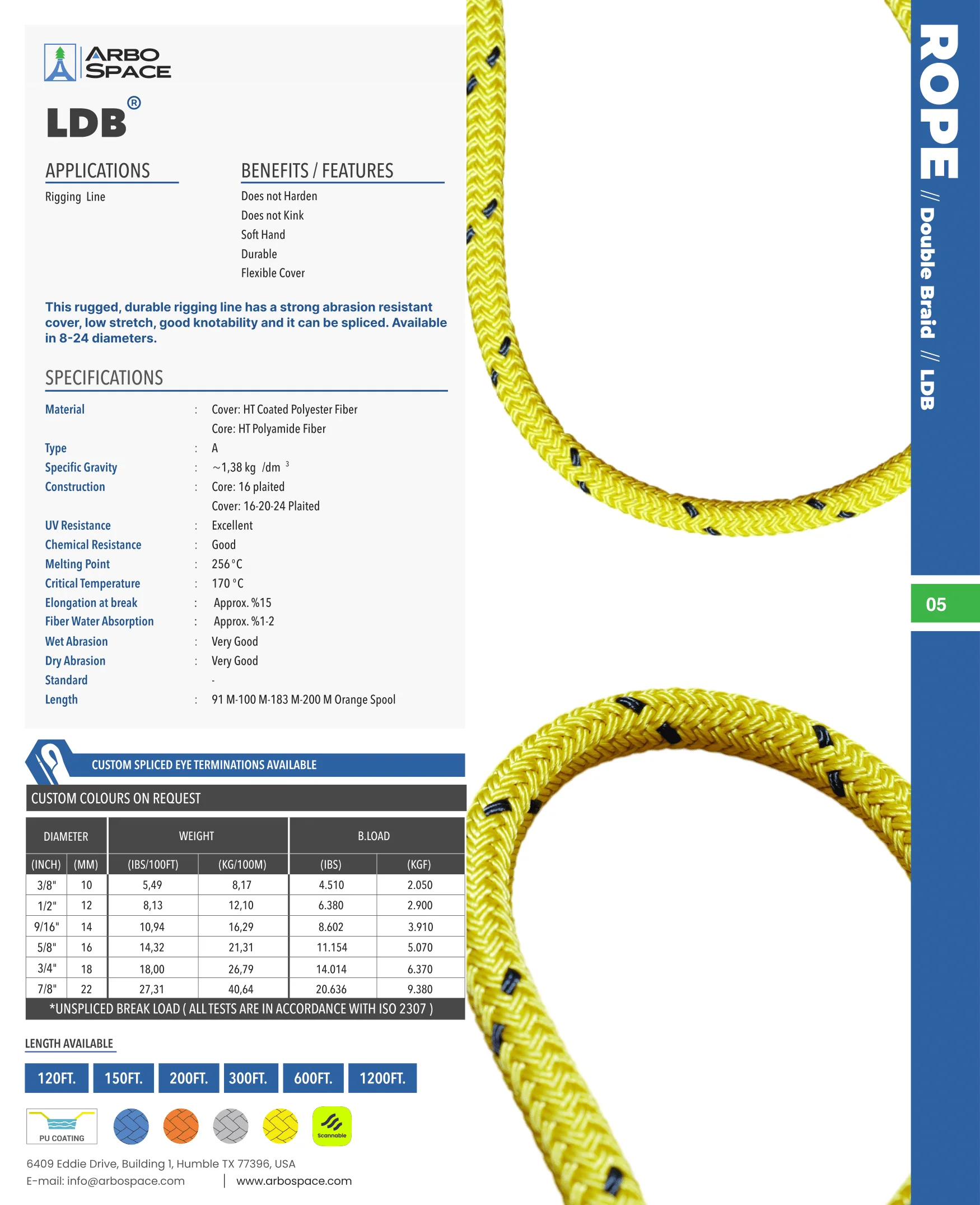 7/8" (22mm) Arbo Space LDB (Coated Polyester Double Braid) - Image 3