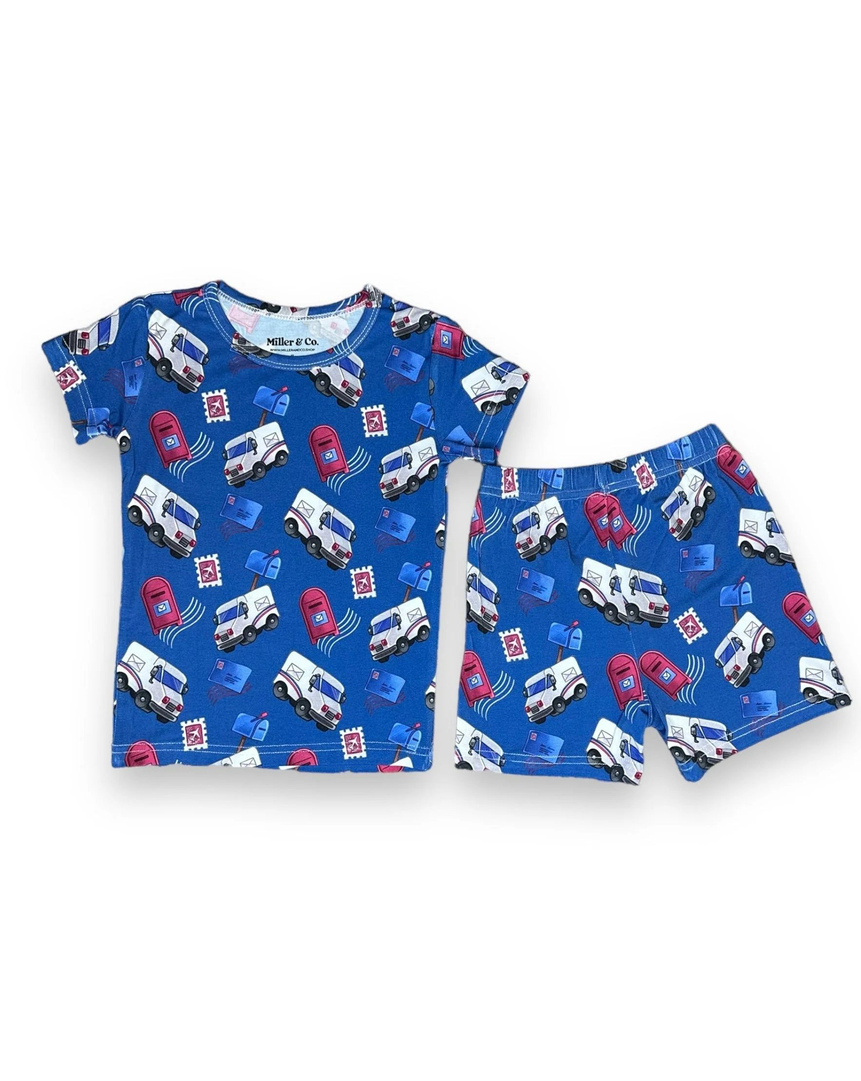 Bamboo Two Piece Short Sleeve & Shorts Pajama Set, Mailman