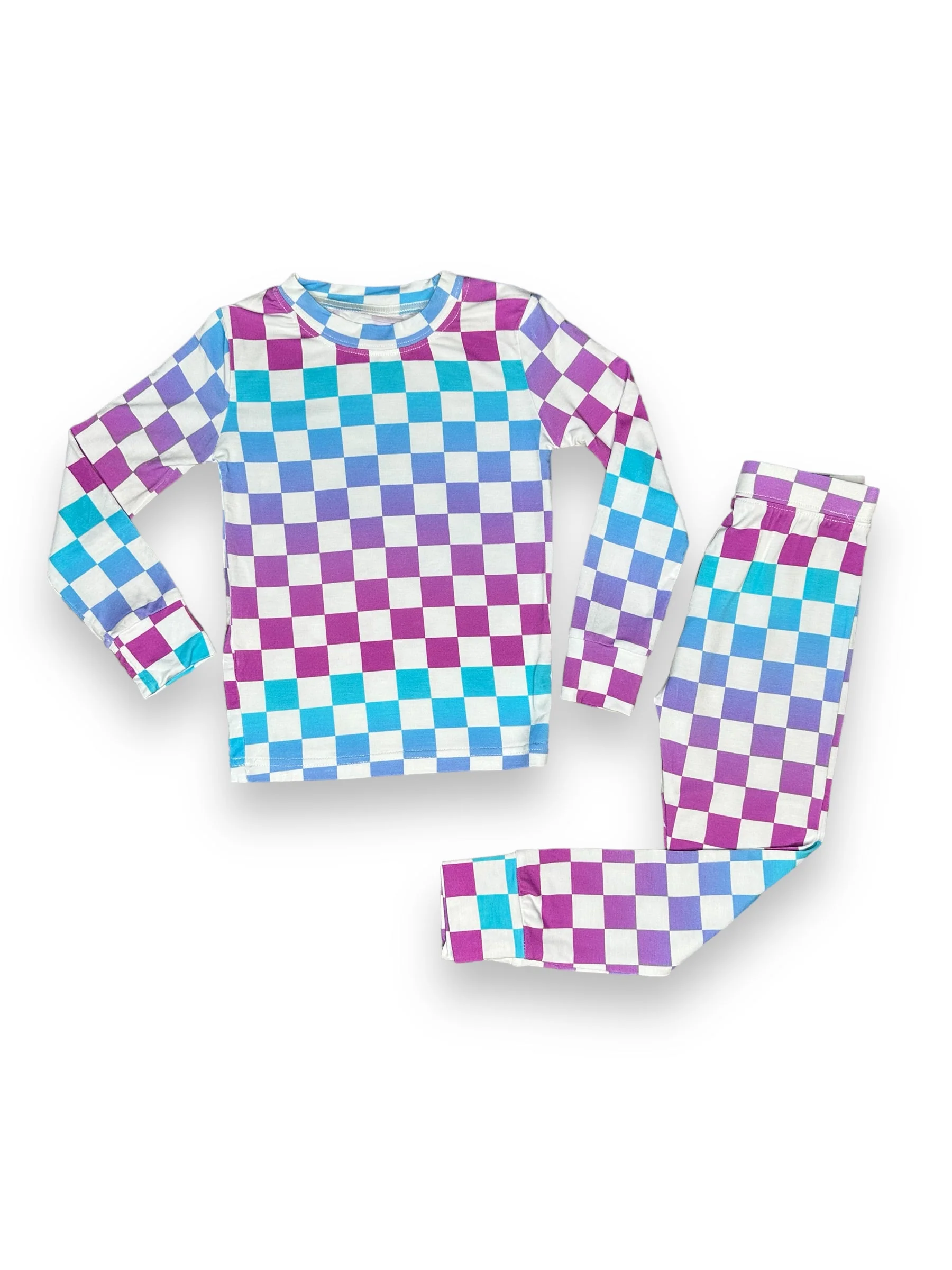 Checkered Little Lady Musician, Bamboo Two Piece Pajama Set