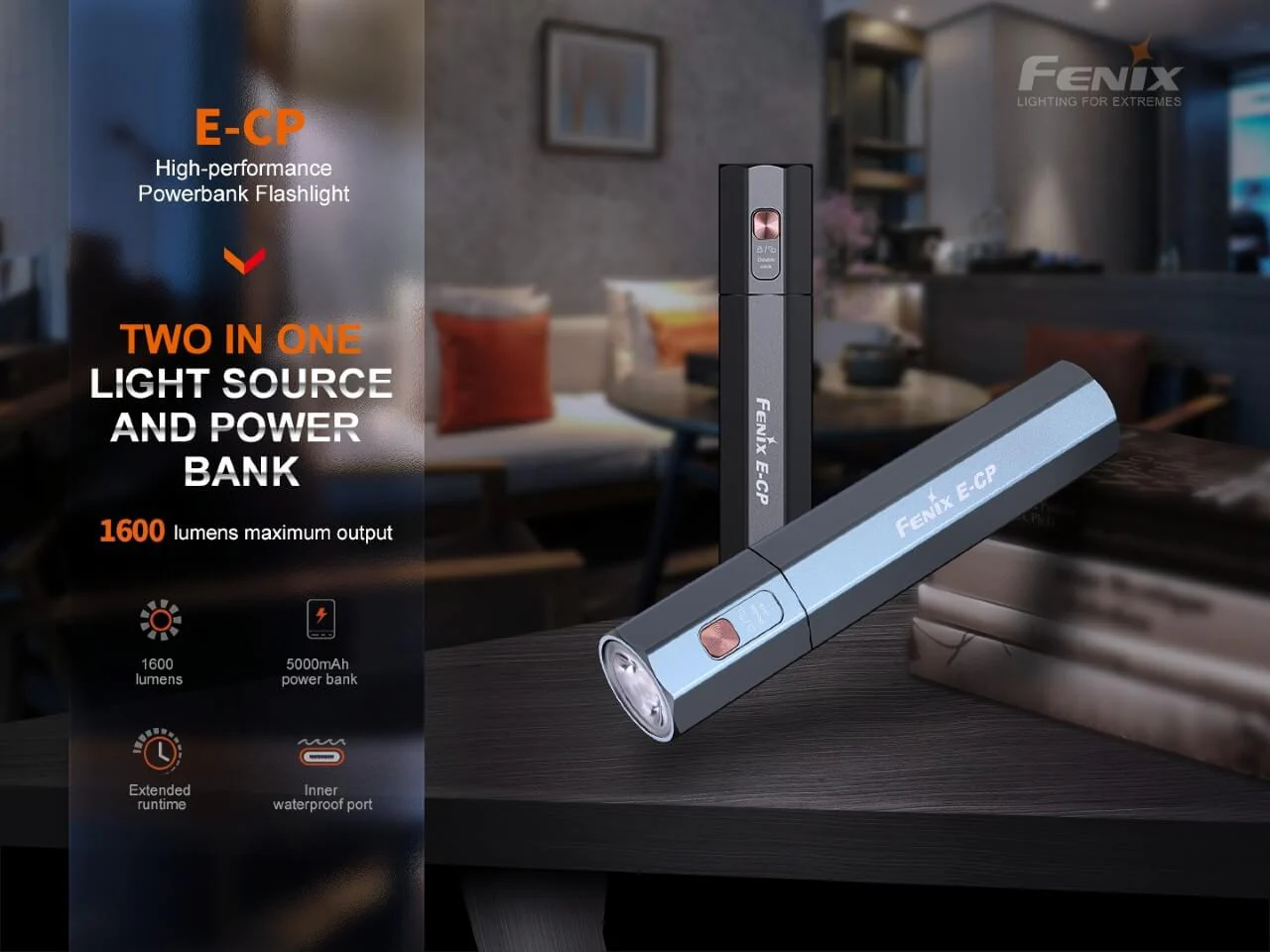 1600-Lumen LED Flashlight / Powerbank - E-CP - Image 3