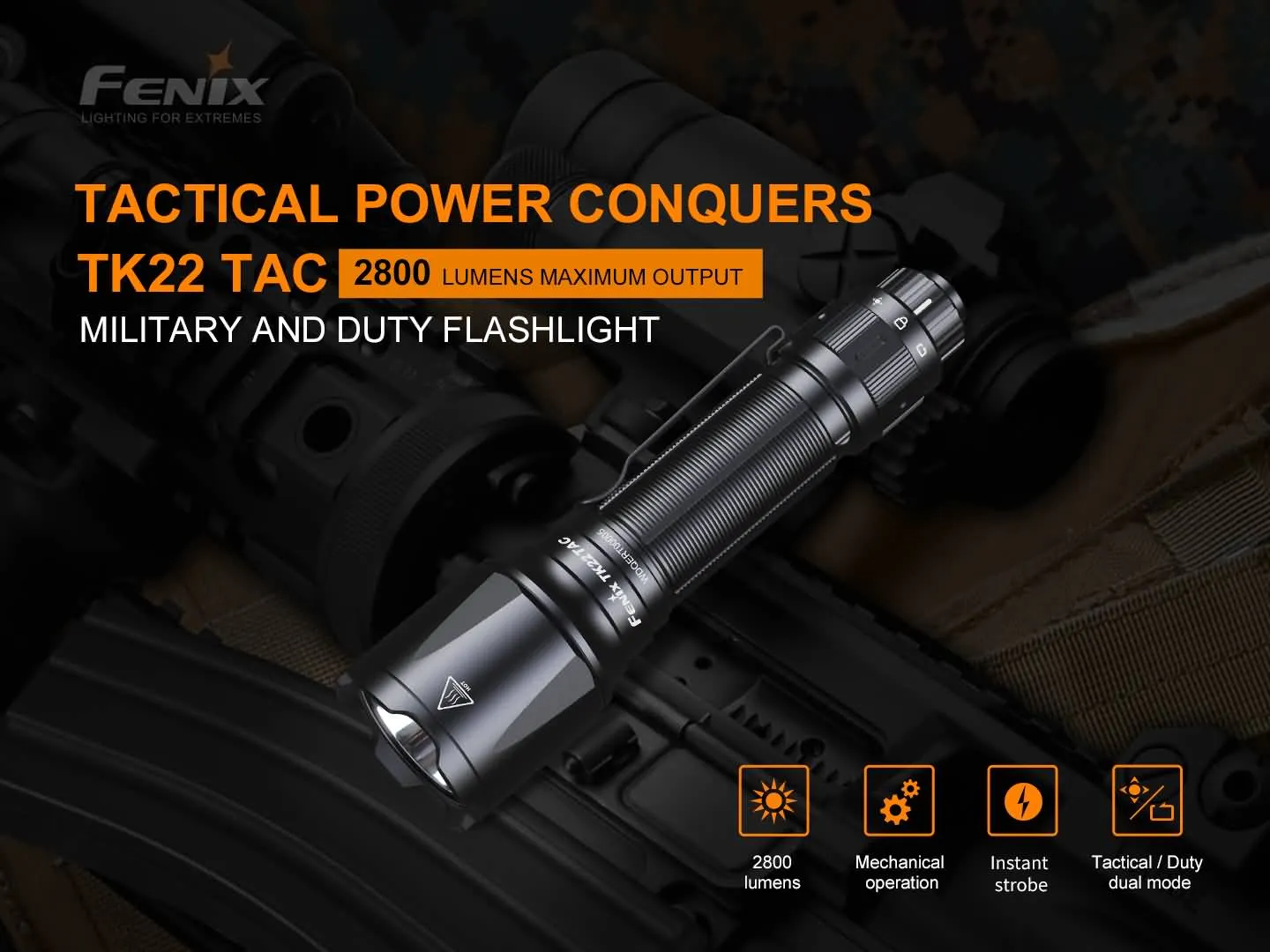 TAC Tactical Flashlight - 2800 Lumens - TK22 - Image 3