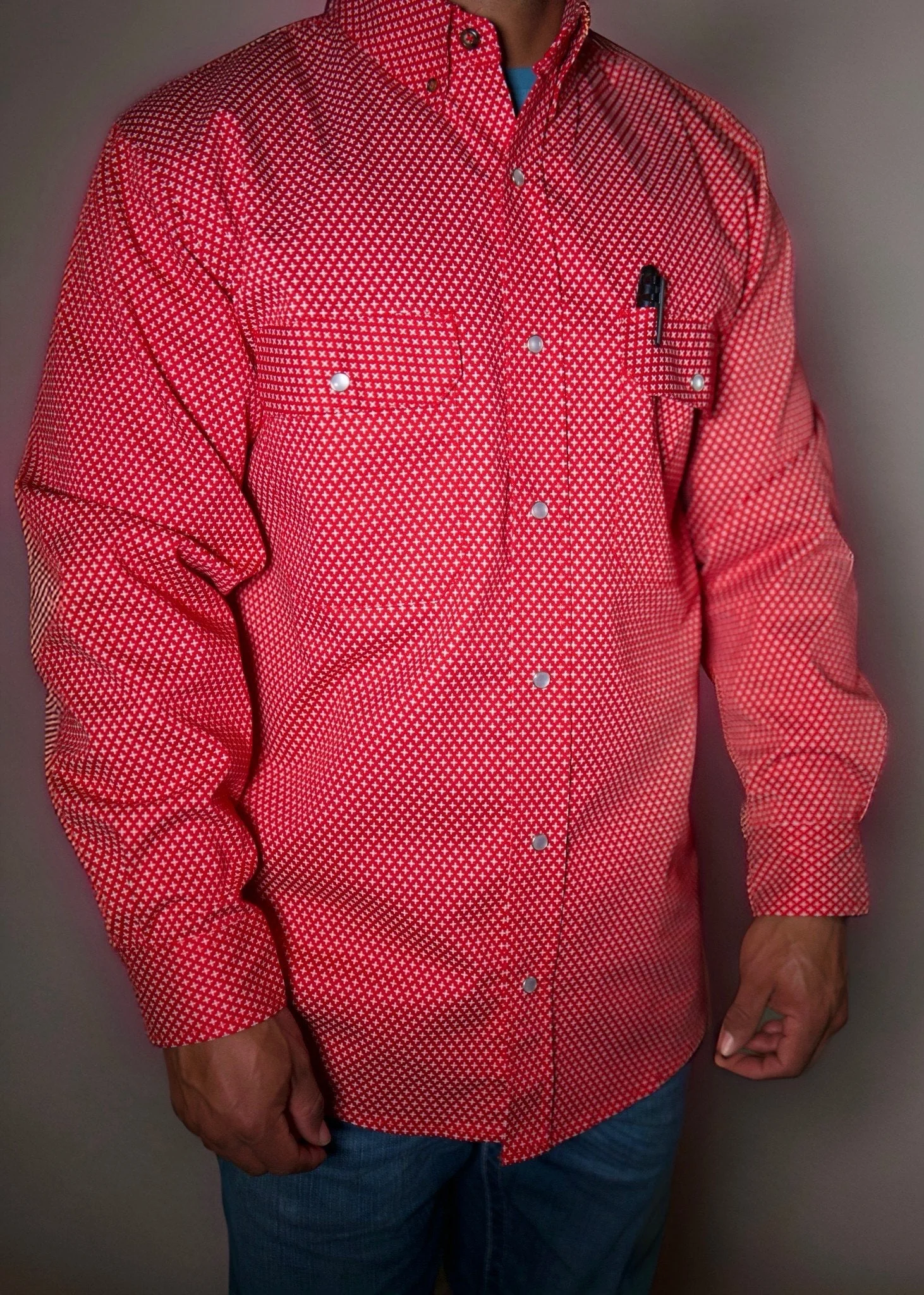 FR Pearl Snap Work shirt - Alpha Red - Image 4