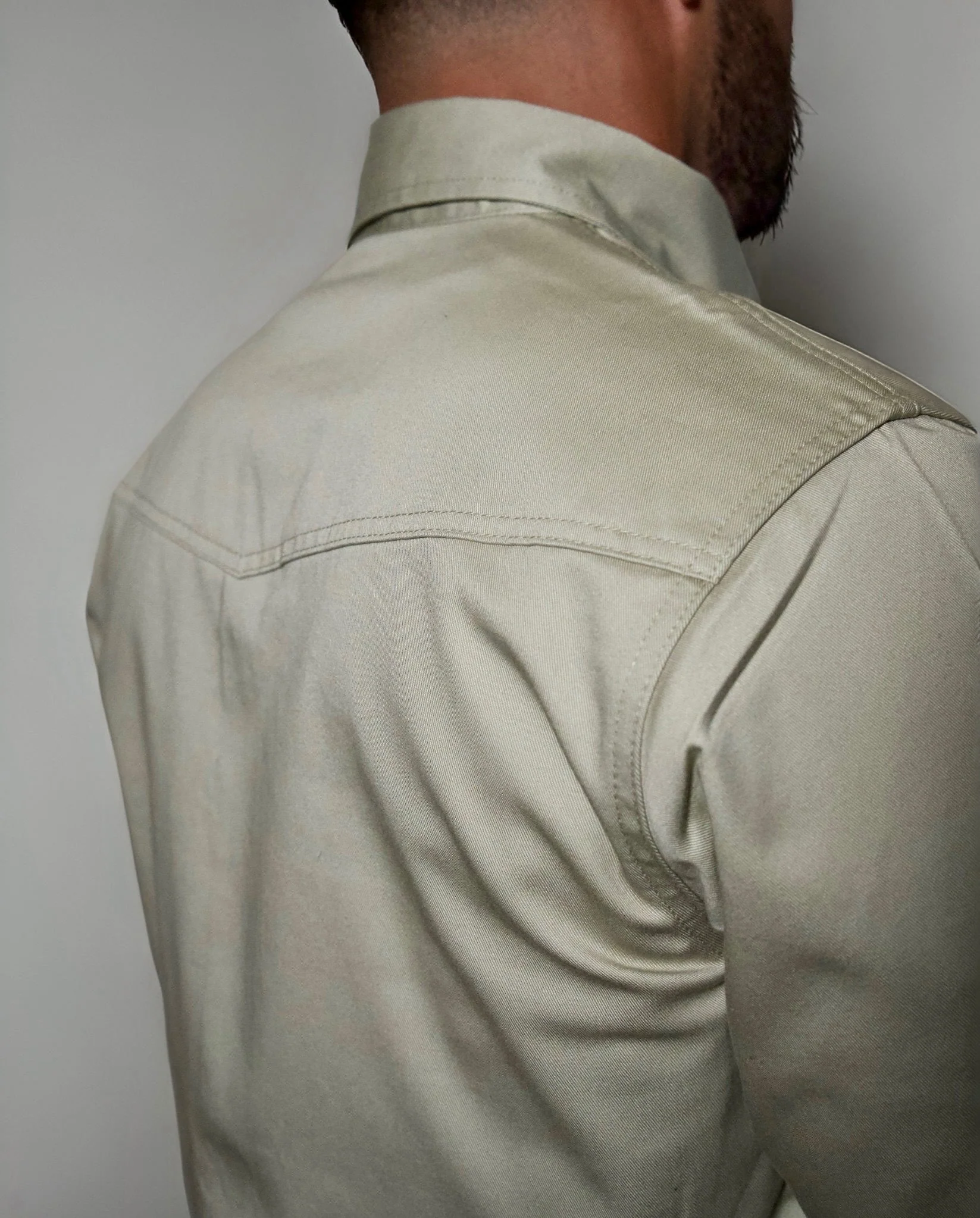 FR Western Style Pearl Snap - Khaki - Image 4