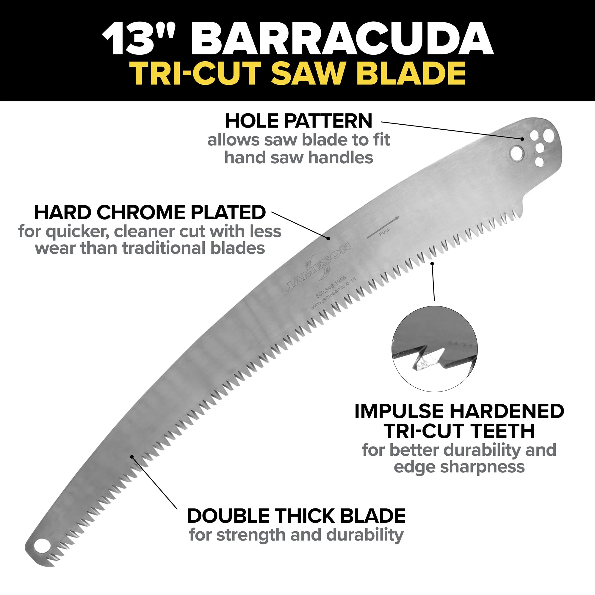Jameson 13” Tri-Cut Pruning Saw Blade W/Universal Adapter - SB-13TEU - Image 2