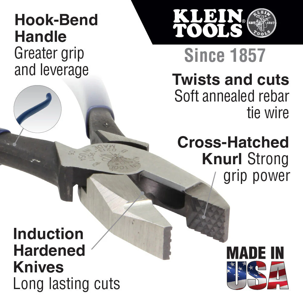 Klein 201-7CST Rebar Work Pliers, Plain Handle - Image 5