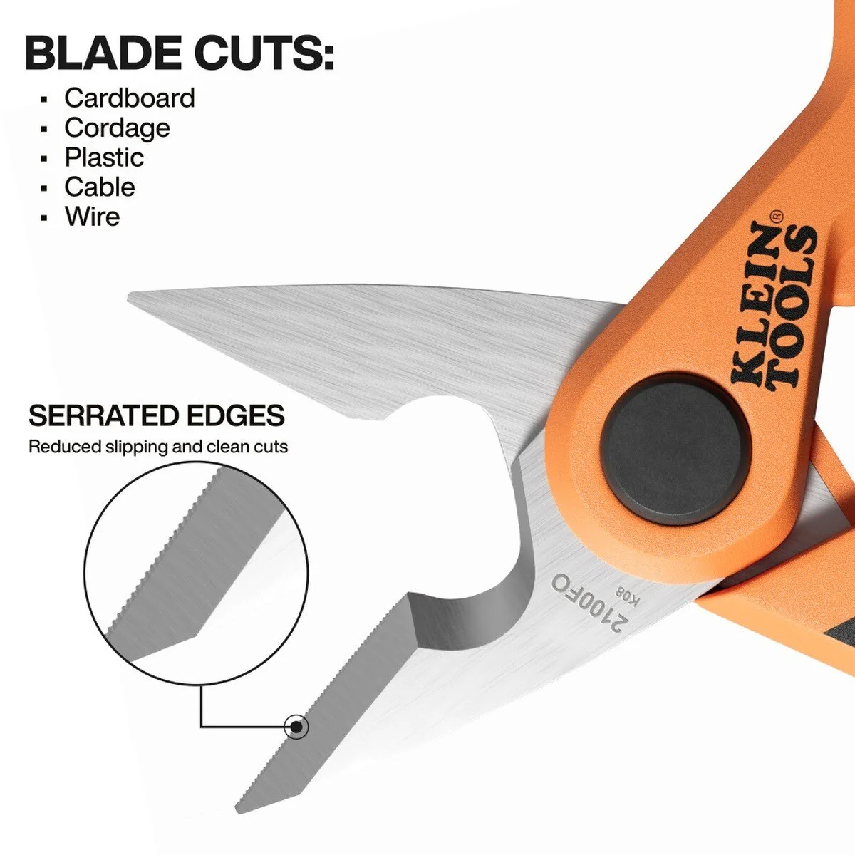 Klein 2100FO Compact Cable Stripping Electrician Scissors, 6-Inch - Image 3