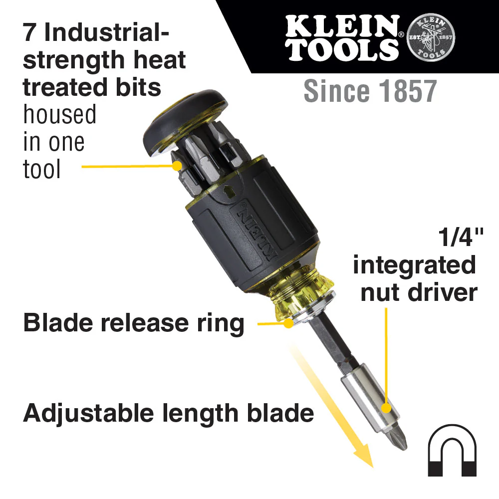 Klein 32308F 10-in-1 Impact-Rated Stubby Driver Set with Flip Socket - Image 3