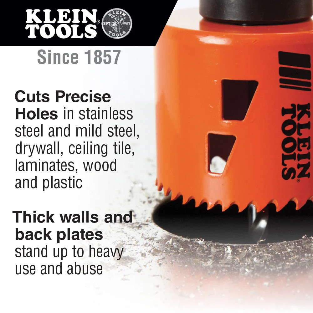 Klein 32905 Electrician's Hole Saw Kit with Arbor 3-Piece - Image 3