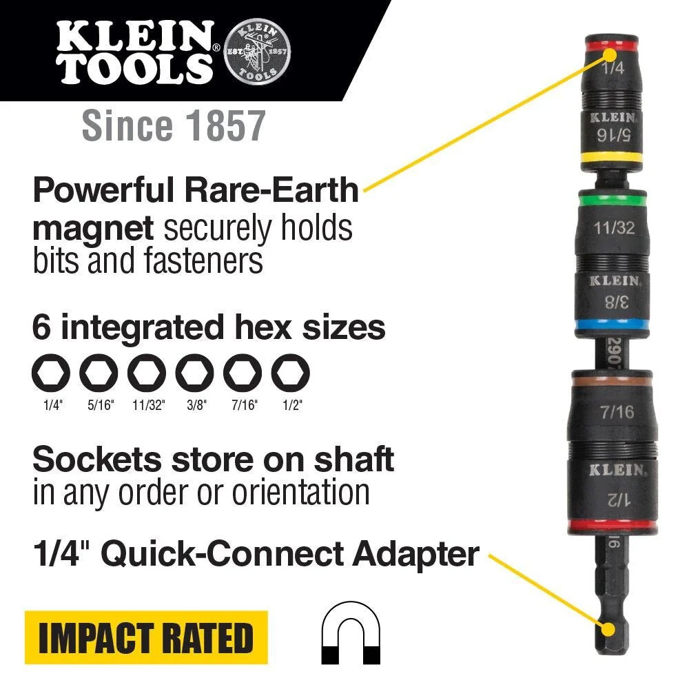 Klein 32907 7-in-1 Impact Flip Socket Set, No Handle - Image 2