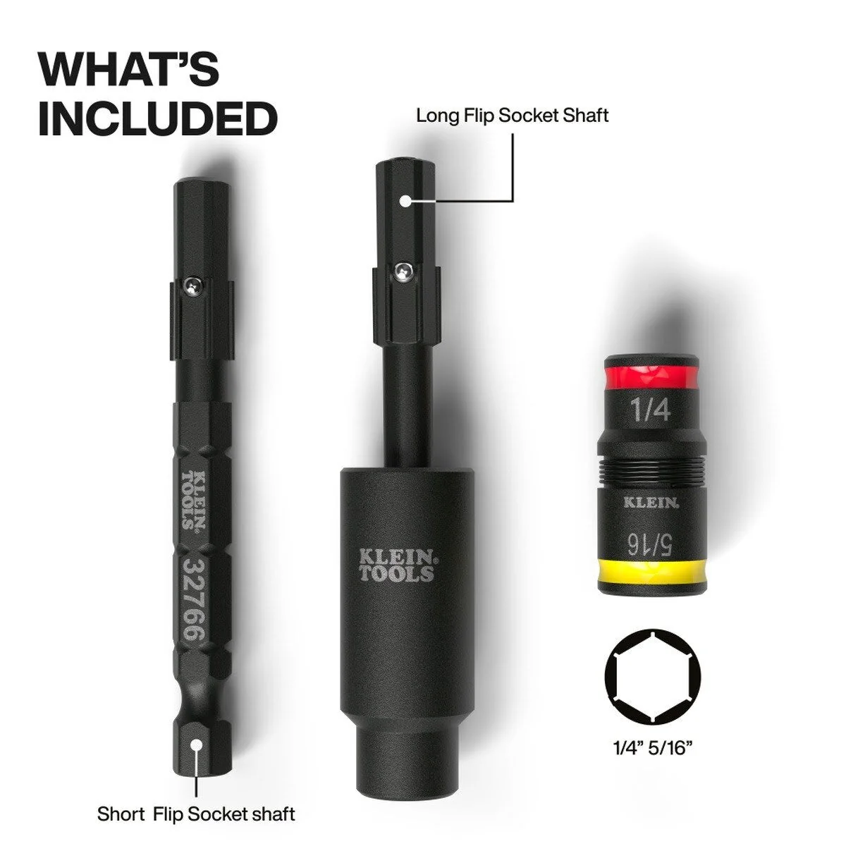 Klein 32982 Impact Flip Socket with Swivel Adapter, 1/4 in. and 5/16 in. Hex (3 Piece) - Image 2