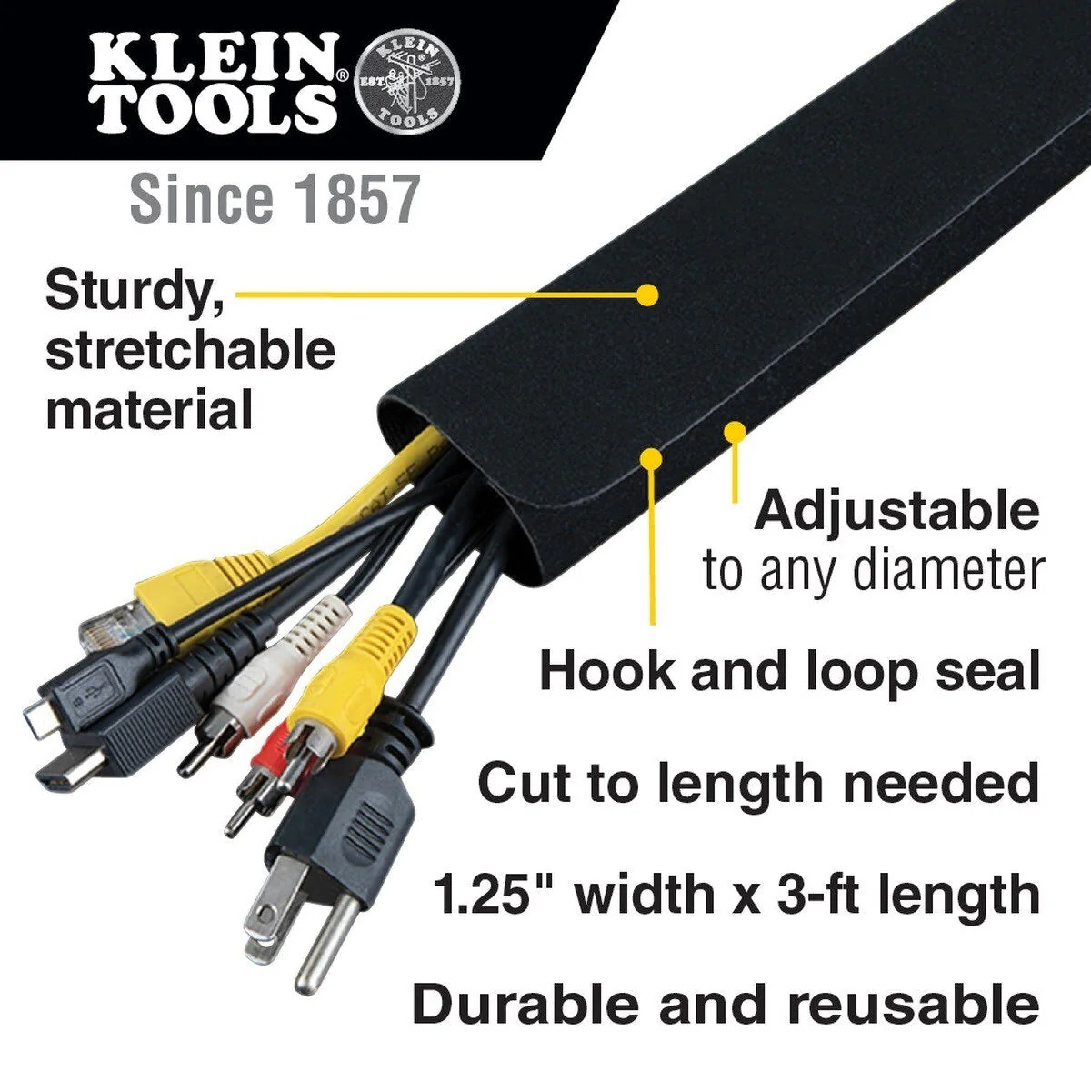 Klein 450-320 Cable and Wire Management Sleeves, 1.25 Inch Diameter, 3 Foot Long (2 Pack) - Image 2