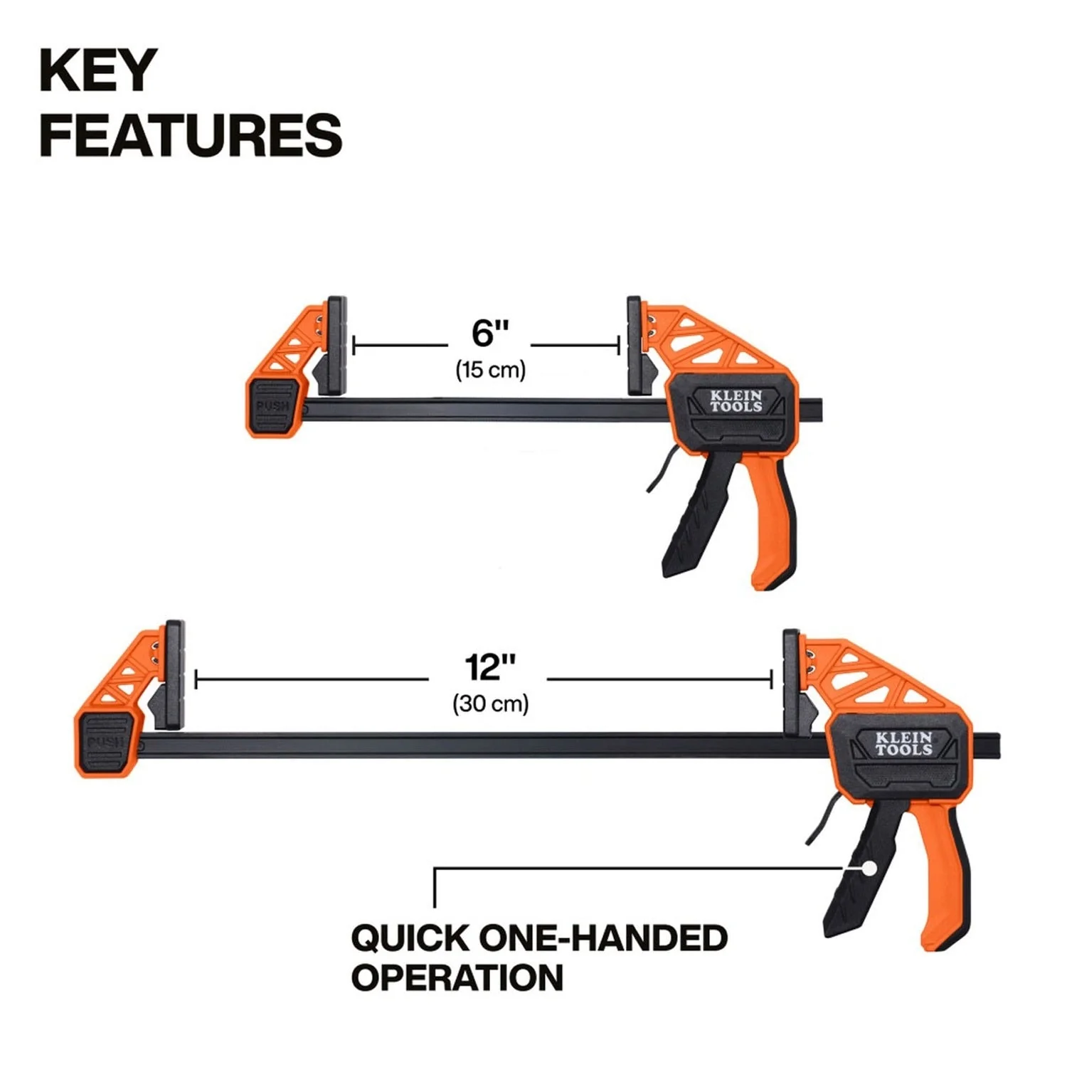 Klein 47552 Speed-Klamp 6 in. and 12 in. Quick Clamps with 150 lb Clamping Force, Dual Clamp/Spreader (4 Pack) - Image 3