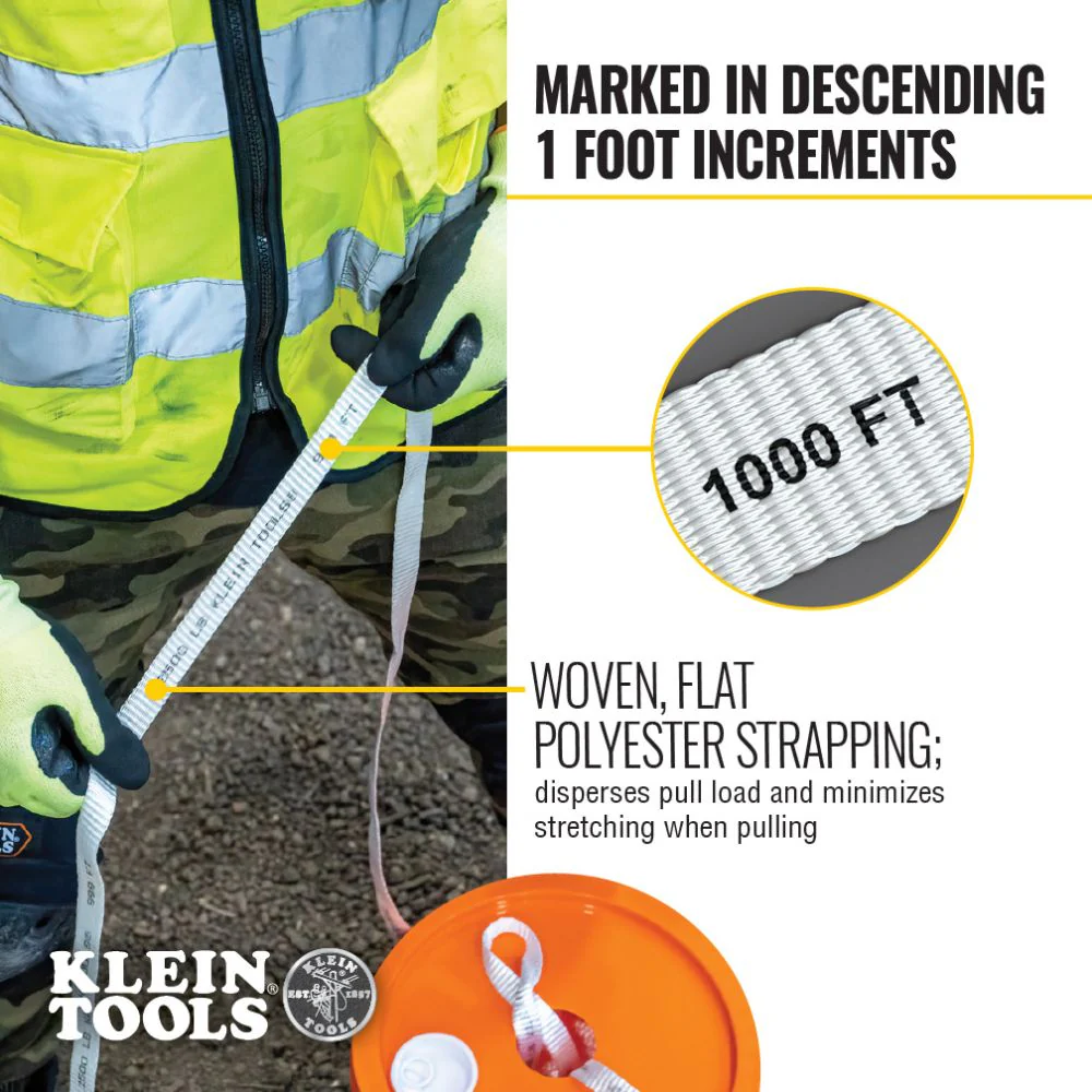 Klein 50122 Conduit Measuring Pull Tape, 1250-Pound x 2000' - Image 4