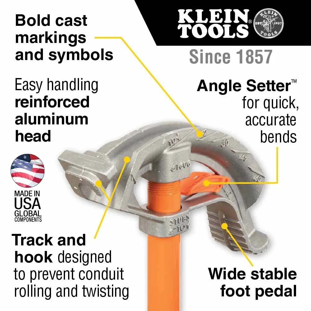 Klein 51606 Aluminum Conduit Bender Full Assembly, 1/2-Inch EMT with Angle Setter - Image 2