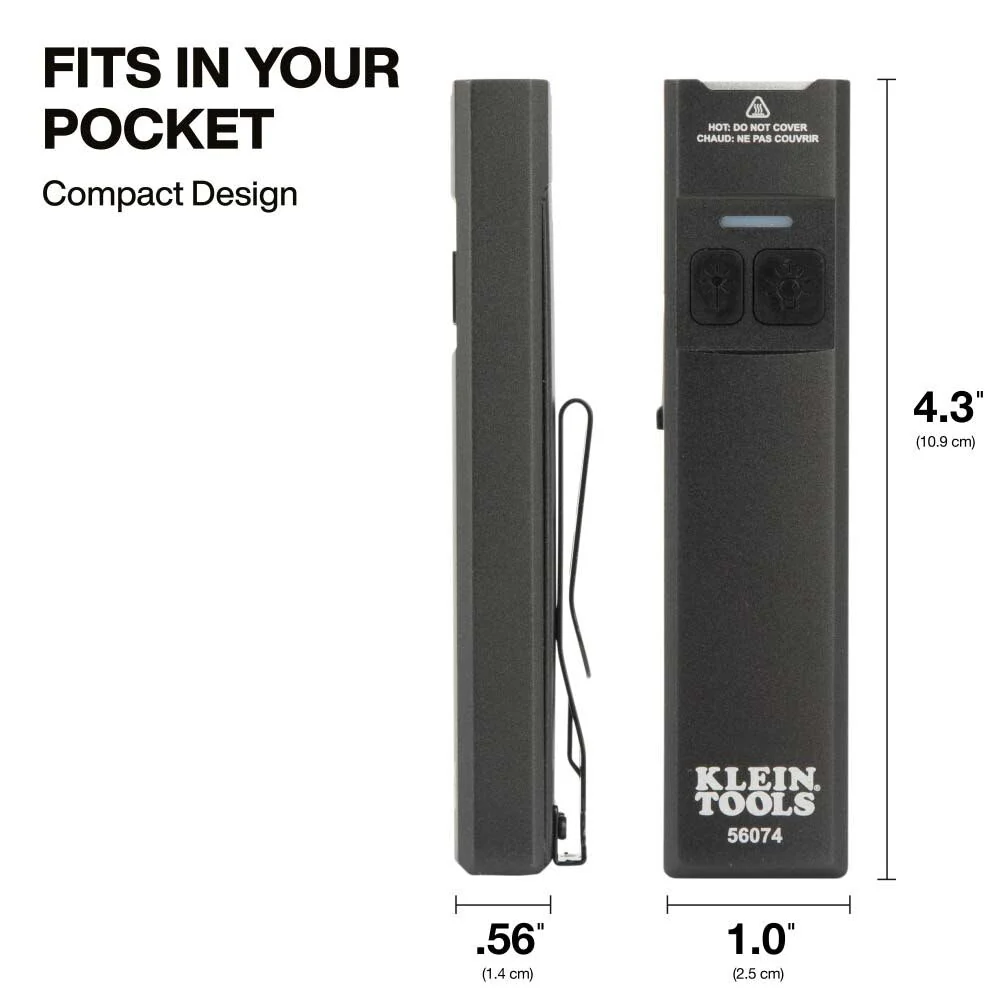 Klein 56074 Klein Slim-Profile LED Pocket Flashlight with Laser Rechargeable USB-C Compact Design - Image 4