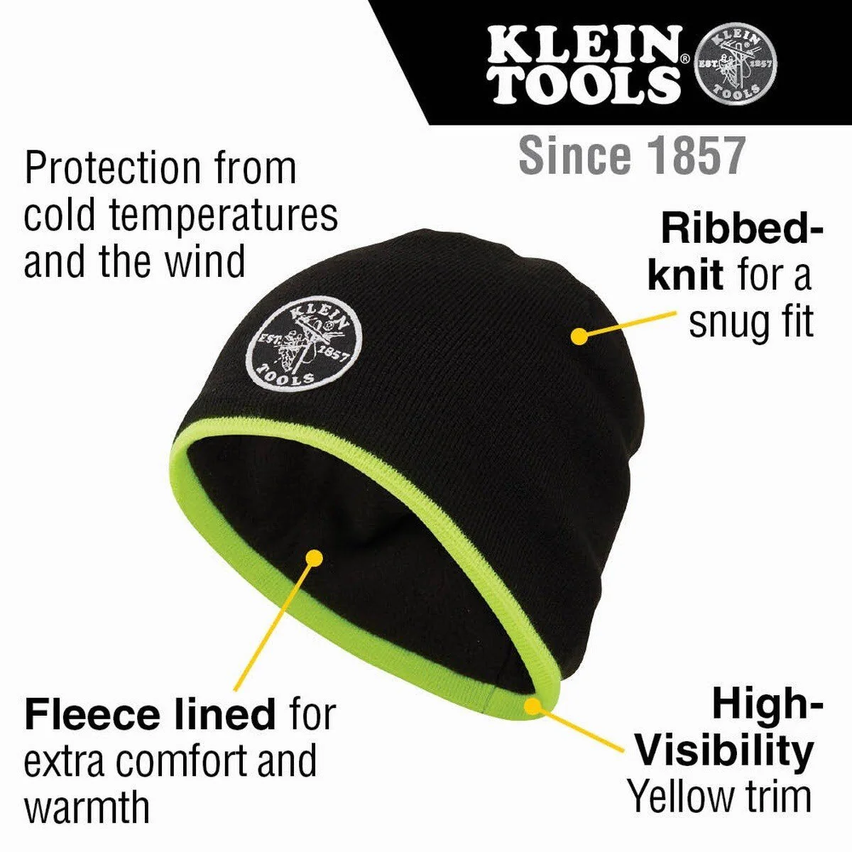 Klein 60391 Knit Beanie with Fleece Lining and High-Visibility Trim - Image 2