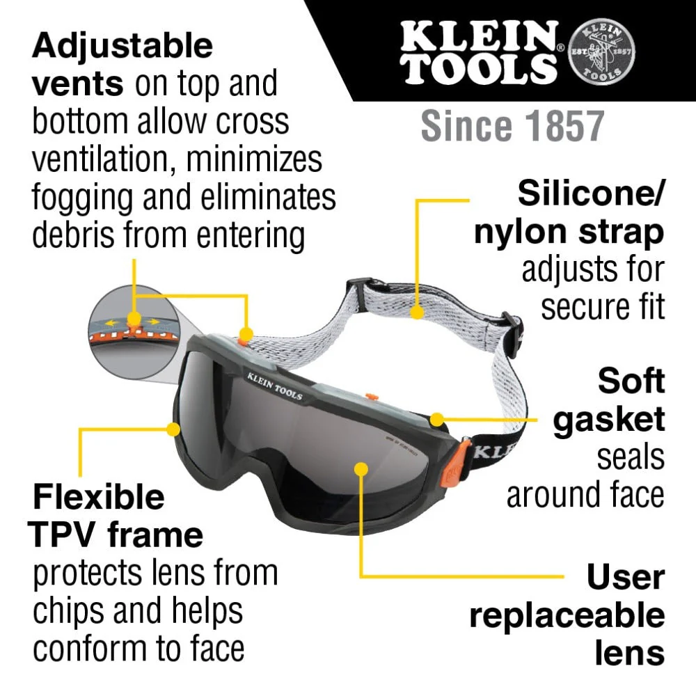 Klein 60480 Safety Goggles, Gray Lens - Image 2