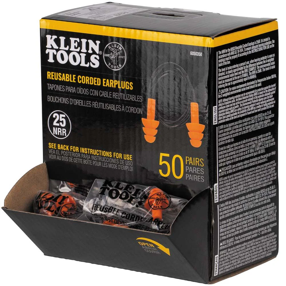 Klein 6050350 Corded Earplugs, 50-Pair Dispenser Pack - Image 7