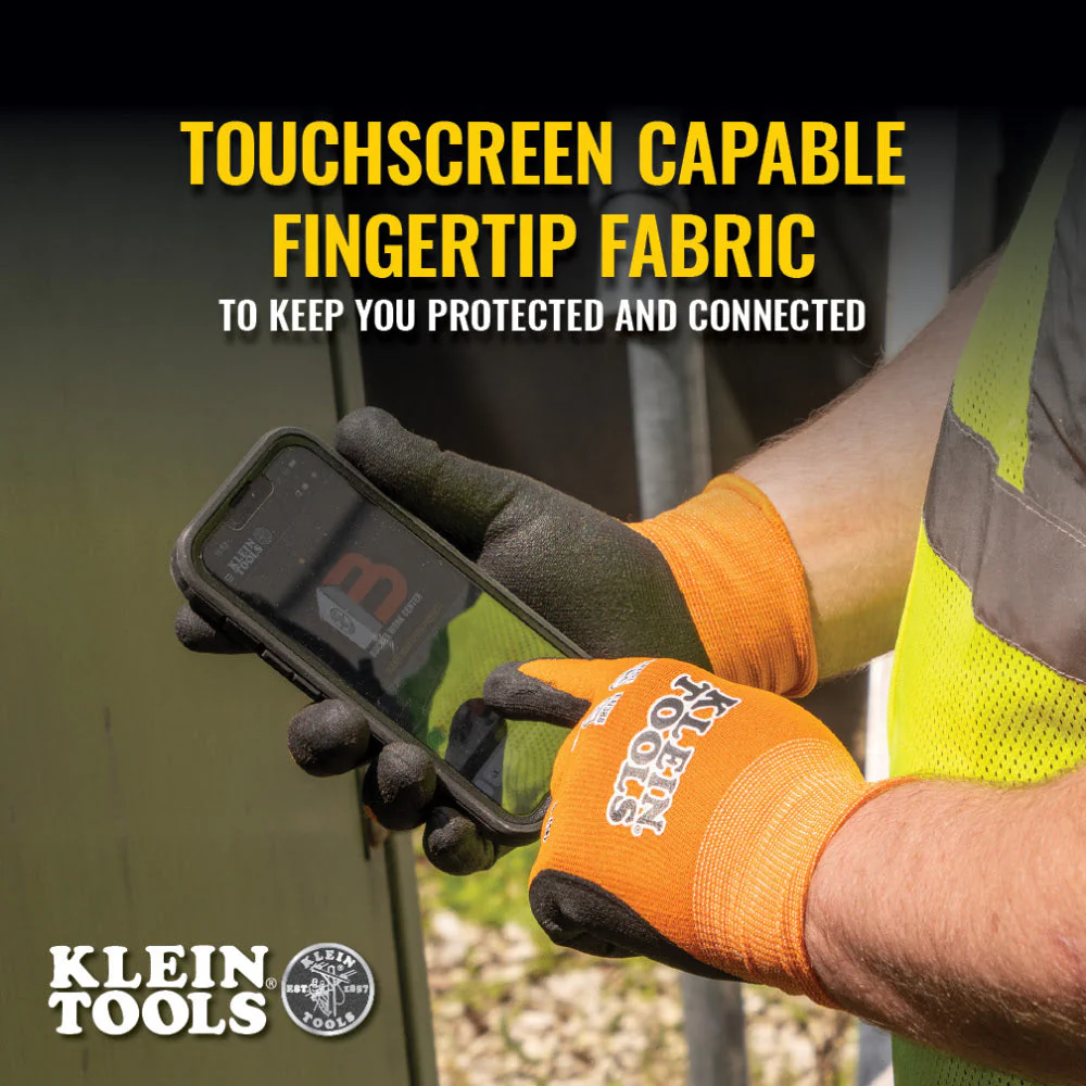 Klein 60672 Knit Dipped Gloves, Cut Level A1, Touchscreen, Large, 1-Pair - Image 4