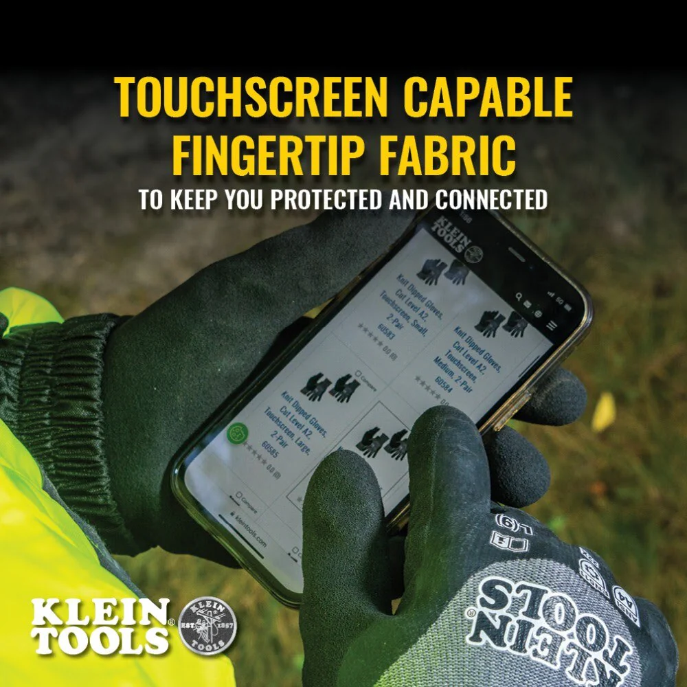 Klein 60840 Winter Knit Dipped Gloves, Cut Level A4, Touchscreen, X-Large - Image 3