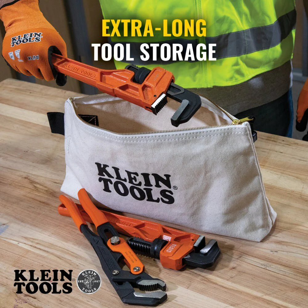 Klein 62042 Zipper Bag, Extra-Long Canvas Tool Pouch, 16", Natural - Image 2