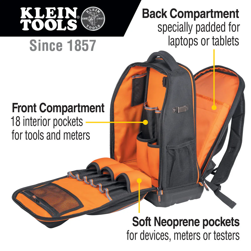 Klein 62805BPTECH Tradesman Pro XL Tech Tool Bag Backpack, 28 Pockets - Image 2