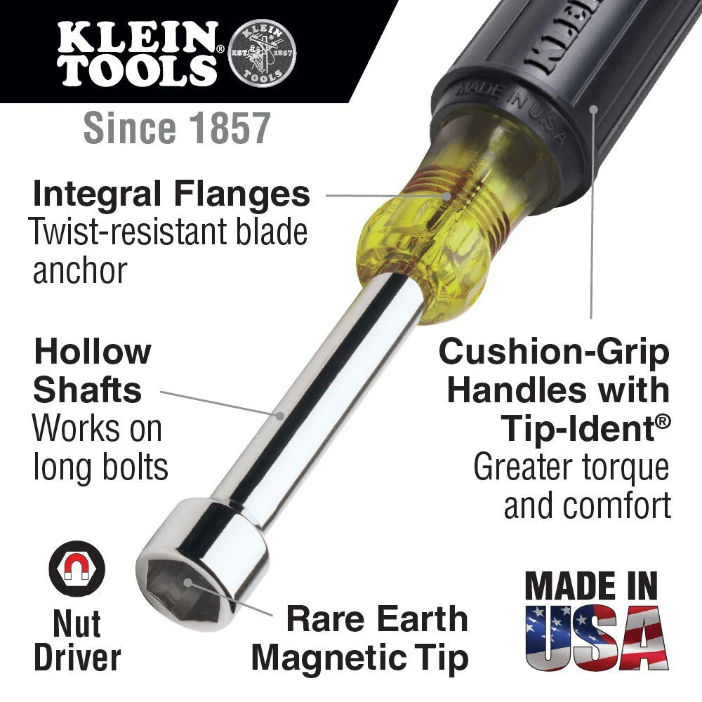 Klein 646-1/4M 1/4" Magnetic Tip Nut Driver 6" Shaft - Image 2
