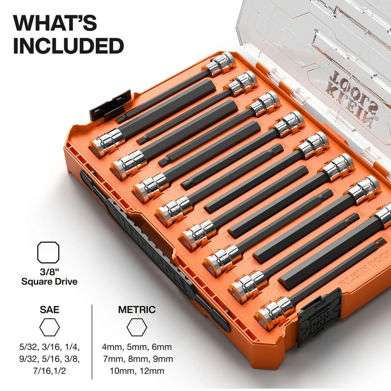 Klein 652216HEXL Long Hex Bit Socket Set, SAE and Metric for Fastening and Driving (16 Piece) - Image 2
