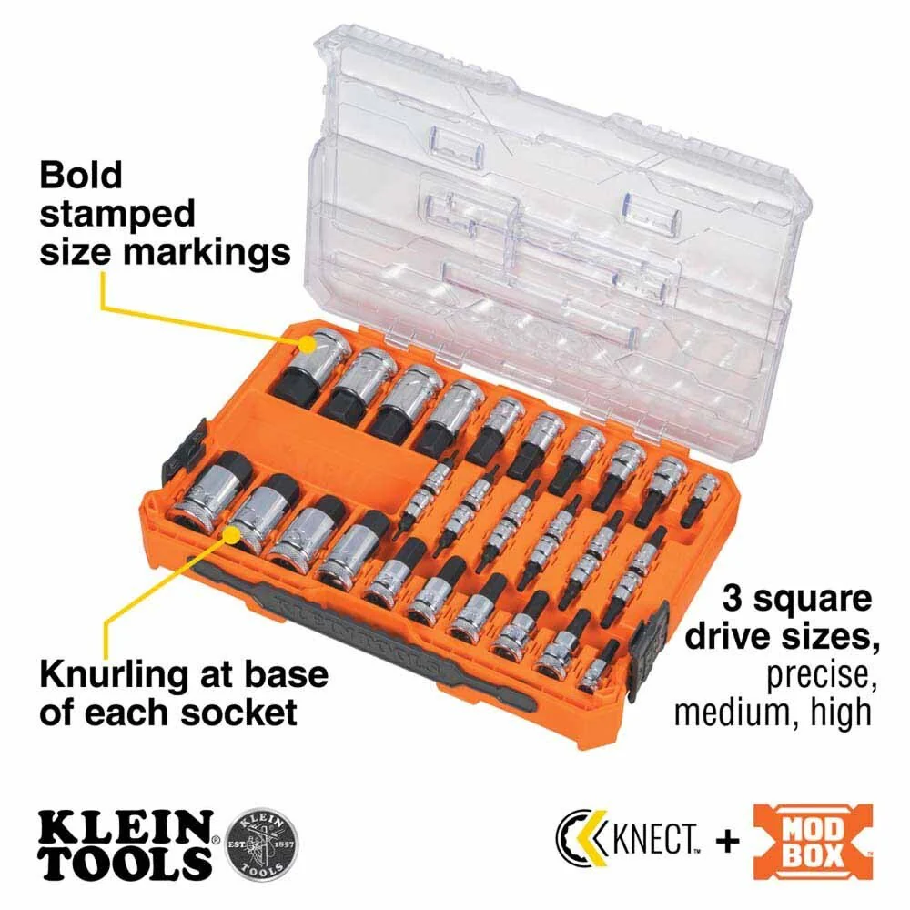 Klein 65233HEX Knurled Hex Bit Socket Set, SAE and Metric, 33-Piece - Image 2