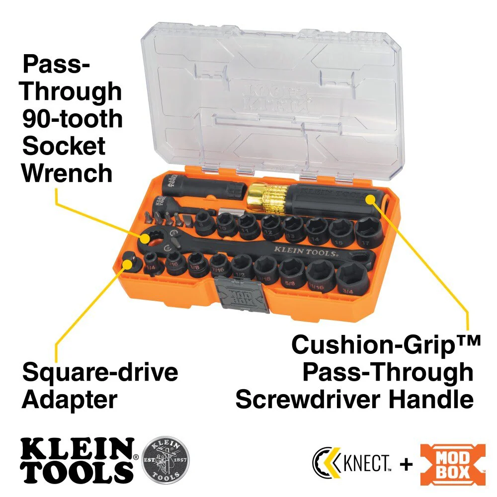 Klein 65400KNECT KNECT Essential Pass Through Impact Socket Set, SAE, Metric, 28-Piece - Image 2
