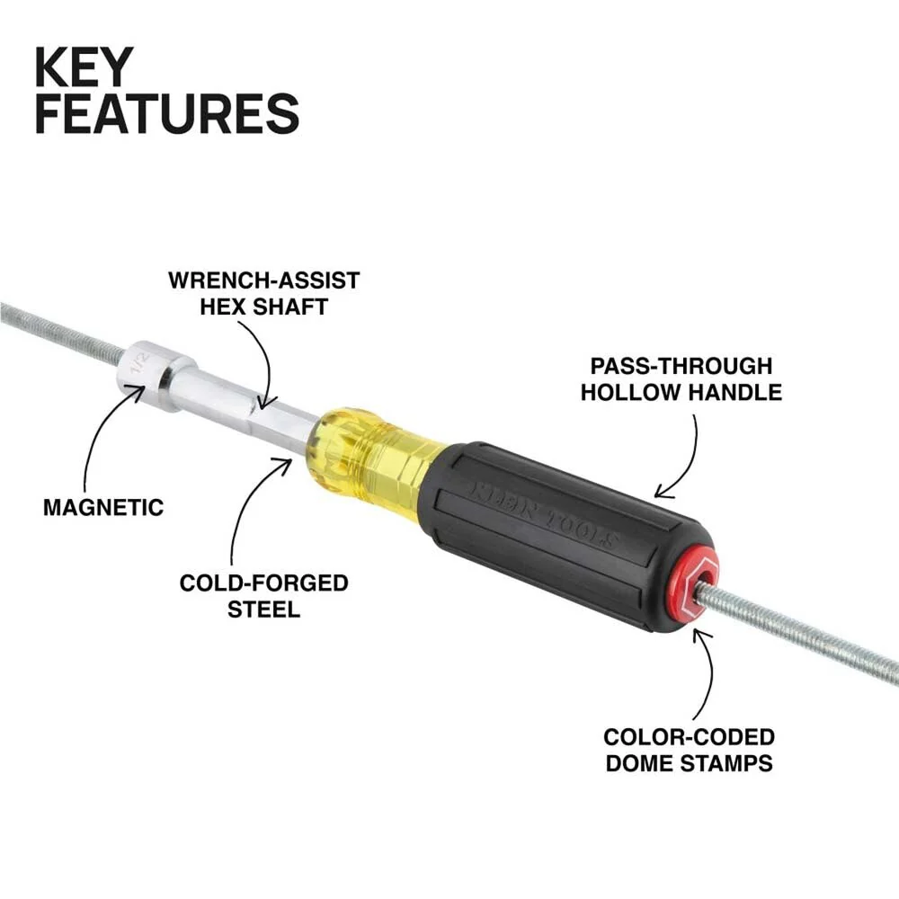 Klein 65414 Color-Coded Hollow-Shaft Heavy-Duty Nut Driver, 1/4-Inch - Image 2