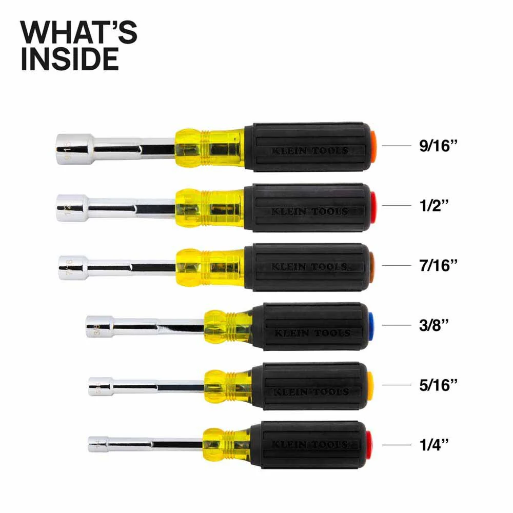 Klein 65456 Color-Coded Hollow-Shaft Heavy-Duty Nut Driver Set, 6-Piece - Image 3
