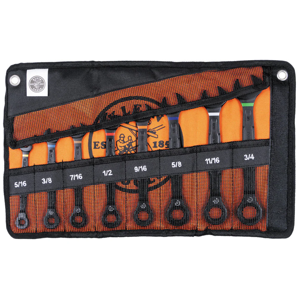 Klein 69408G 90-Tooth Ratcheting Combo Wrench Set, SAE, 8-Piece - Image 2