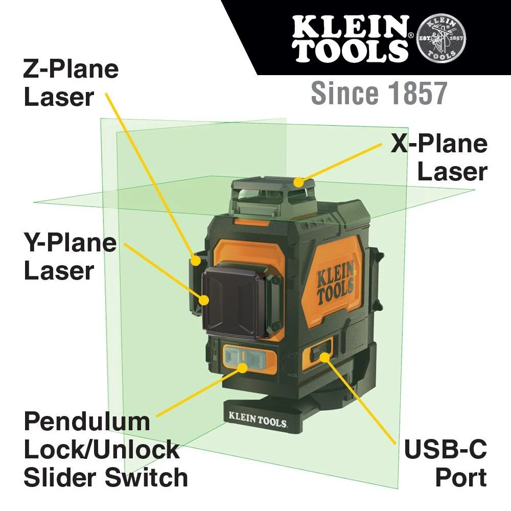 Klein 93PLL Rechargeable Self-Leveling 360 Green Planar Laser Level - Image 5