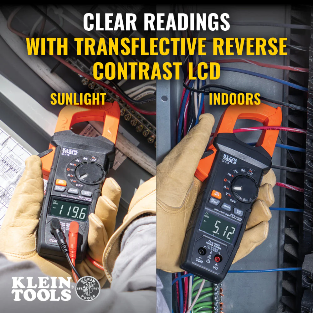 Klein CL710 600A AC/DC Auto-Ranging Digital Pro Clamp Meter - Image 5