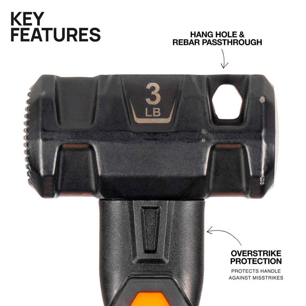 Klein H80693 Dual-Faced Fiberglass Handle Hammer (3 lb) - Image 3