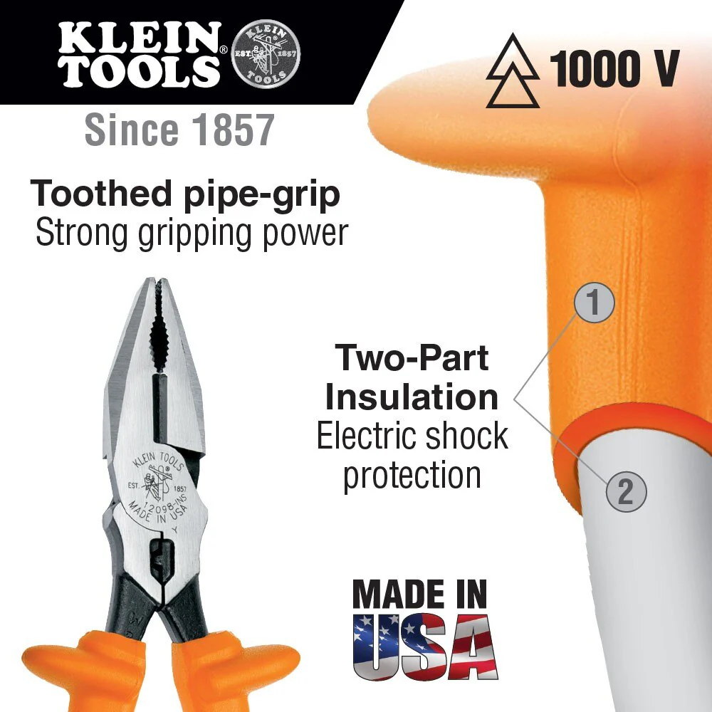 Klein Tools 12098-INS Insulated Universal Combination Pliers, 8" - Image 2