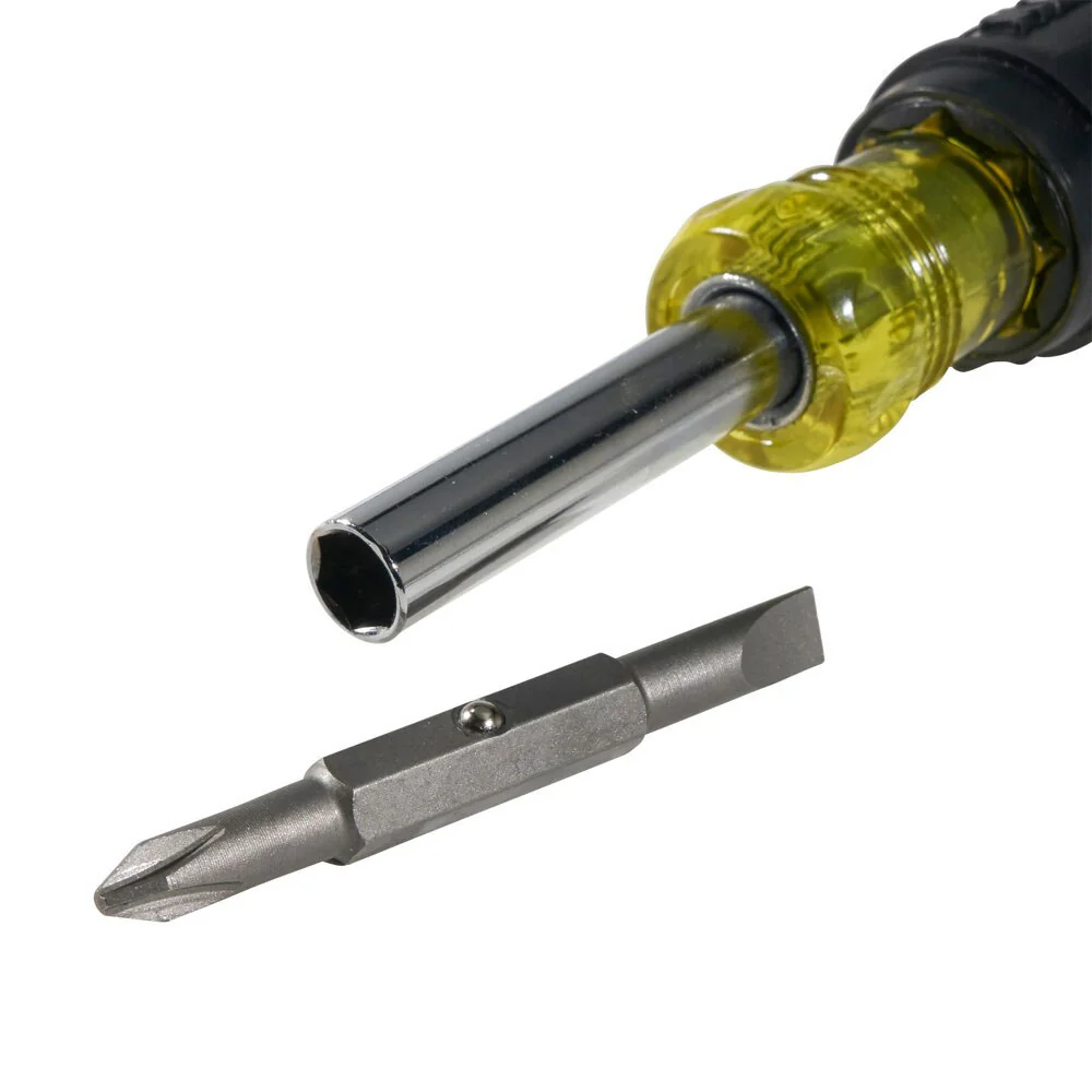 Klein Tools 32476 Multi-Bit Screwdriver / Nut Driver, 5-in-1, Phillips, Slotted Bits - Image 2