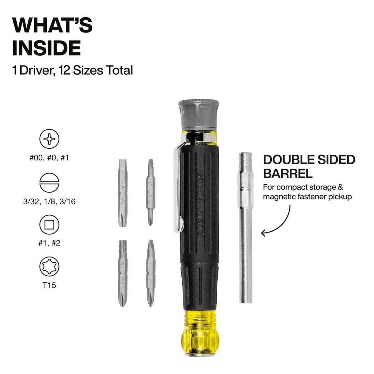 Klein Tools 32600P 13-in-1 All-Purpose Pocket Precision Screwdriver with Spin Cap and Cushion-Grip Handle (1 Pack) - Image 3