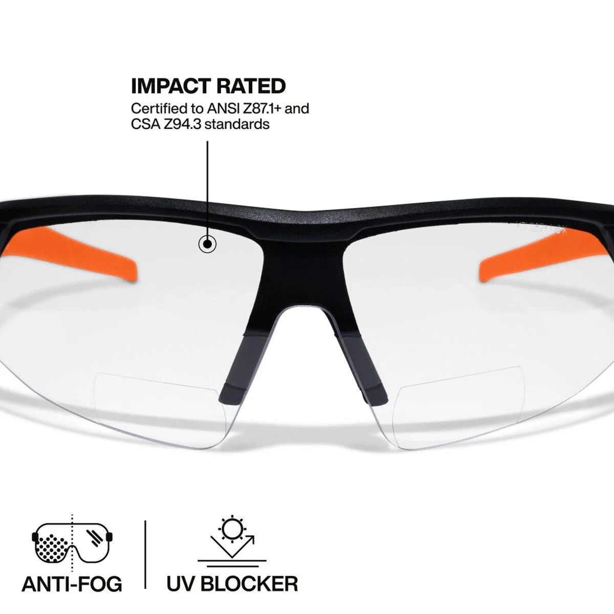 Klein Tools 3615 Bifocal Safety Glasses +2.00 Diopters Anti-Fog Clear Lens Wraparound Design (1 Pack) - Image 3