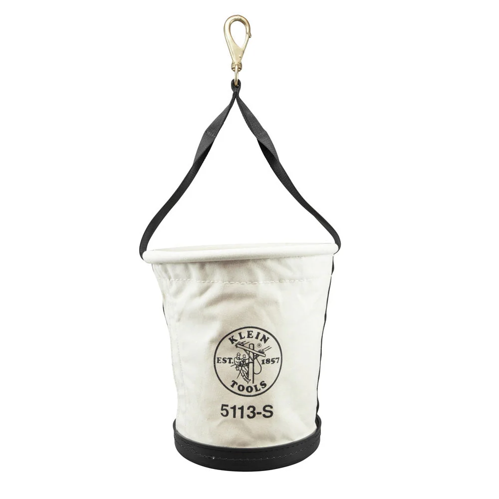 Klein Tools 5113S Tapered-Wall Bucket with Swivel Snap Hook, Canvas - Image 2