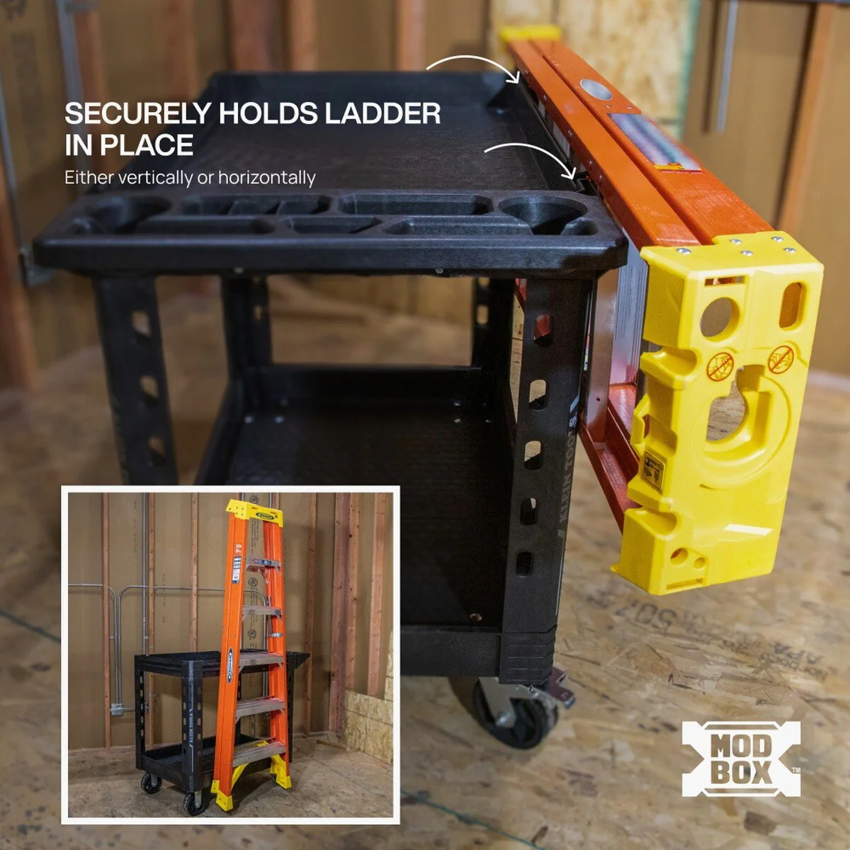 Klein Tools 54805MB MODbox Utility Cart Ladder Holder for Side Rail Storage (2 Piece) - Image 3