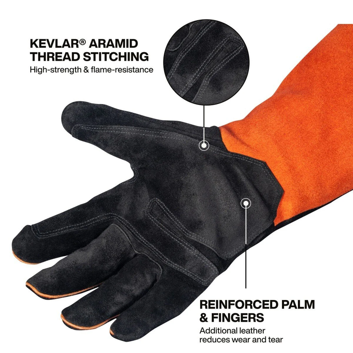 Klein Tools 60915 MIG Welding Gloves X-Large Split Cowhide Leather with Wide Cuff and Heat-Resistant Lining (1 Pair) - Image 2