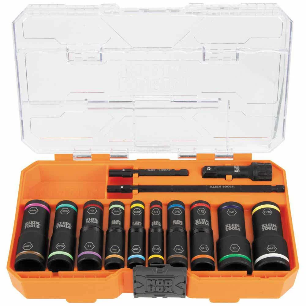 Klein Tools 65239 KNECT Flip Impact Socket Set, SAE and Metric, 13-Piece - Image 2
