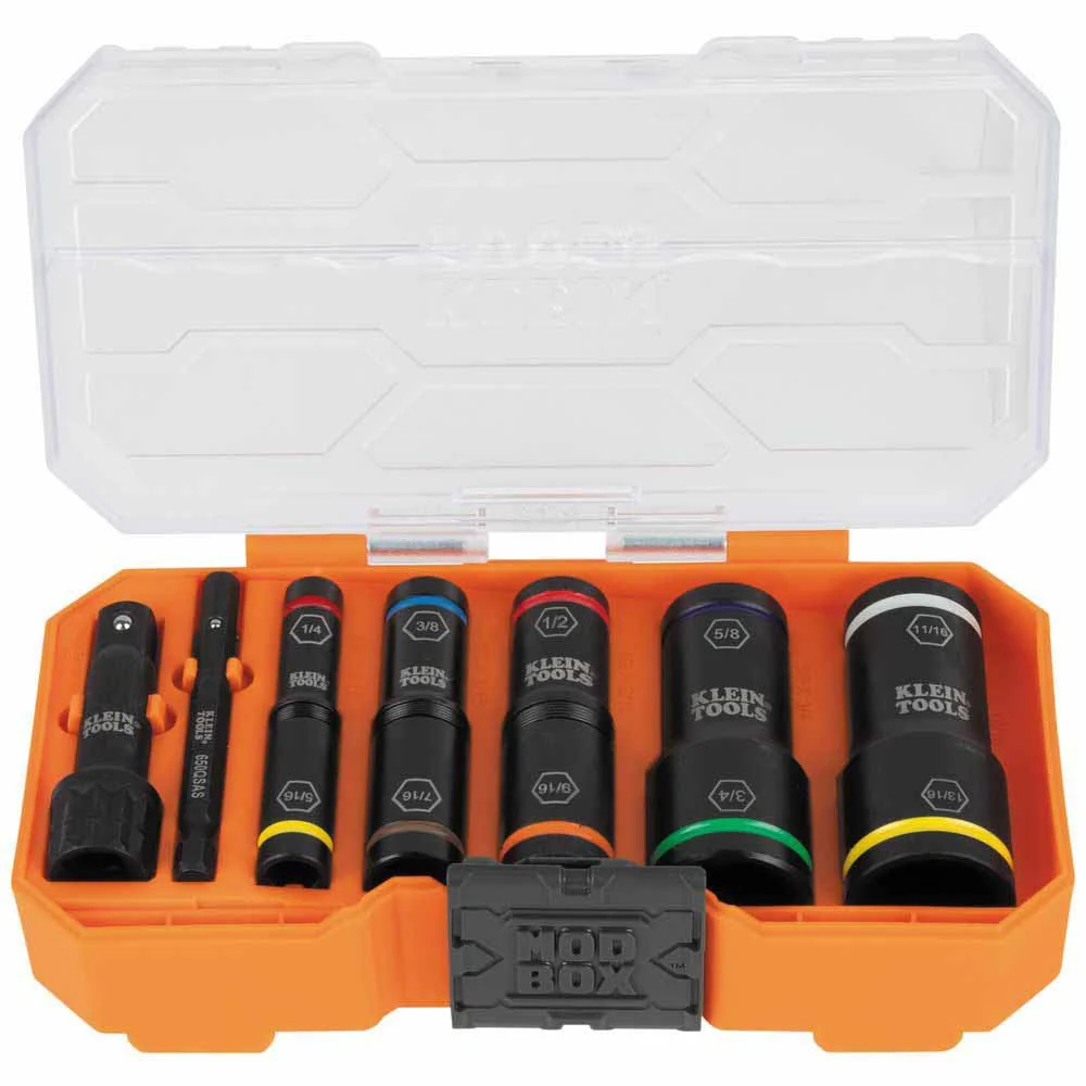 Klein Tools 65618 KNECT Heavy Duty Flip Impact Socket Set, SAE, 8-Piece - Image 2