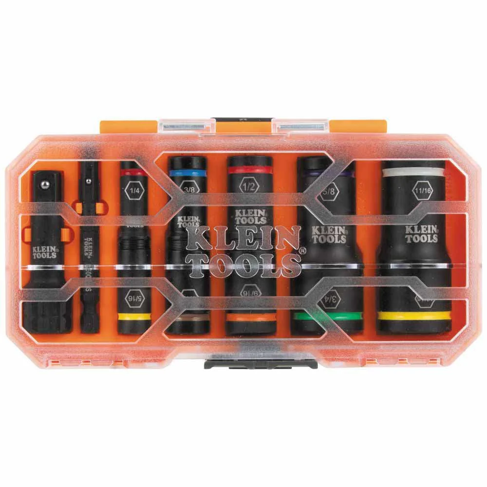 Klein Tools 65618 KNECT Heavy Duty Flip Impact Socket Set, SAE, 8-Piece - Image 3