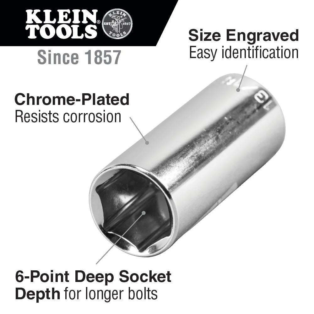 Klein Tools 65714 5/8" Deep 6-Point Socket, 3/8" Drive - Image 5