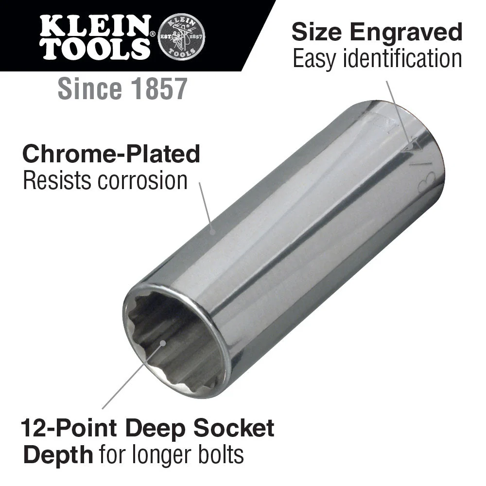 Klein Tools 65831 7/8" Deep 12-Point Socket, 1/2" Drive - Image 2