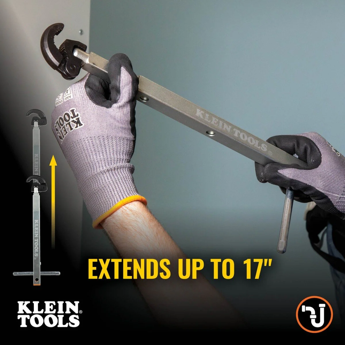 Klein Tools 68232 1-1/4 Inch Adjustable Telescoping Basin Wrench with Spring Action Jaw - Image 7